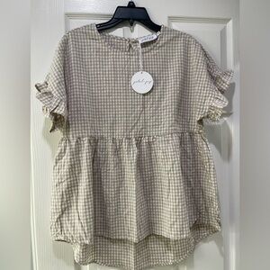 Petal & Pup Beige Checkered Top